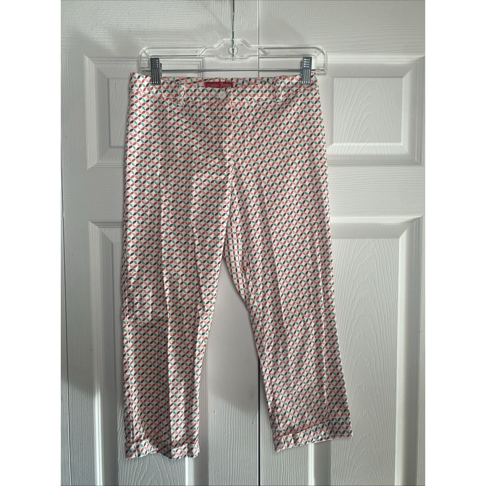 Corso Rosso Geometric Capri Pants Womens Size 1 Multi-Color Retro Cotton Italy‎